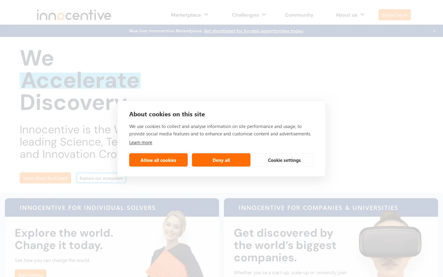 Innocentive Homepage screenshot
