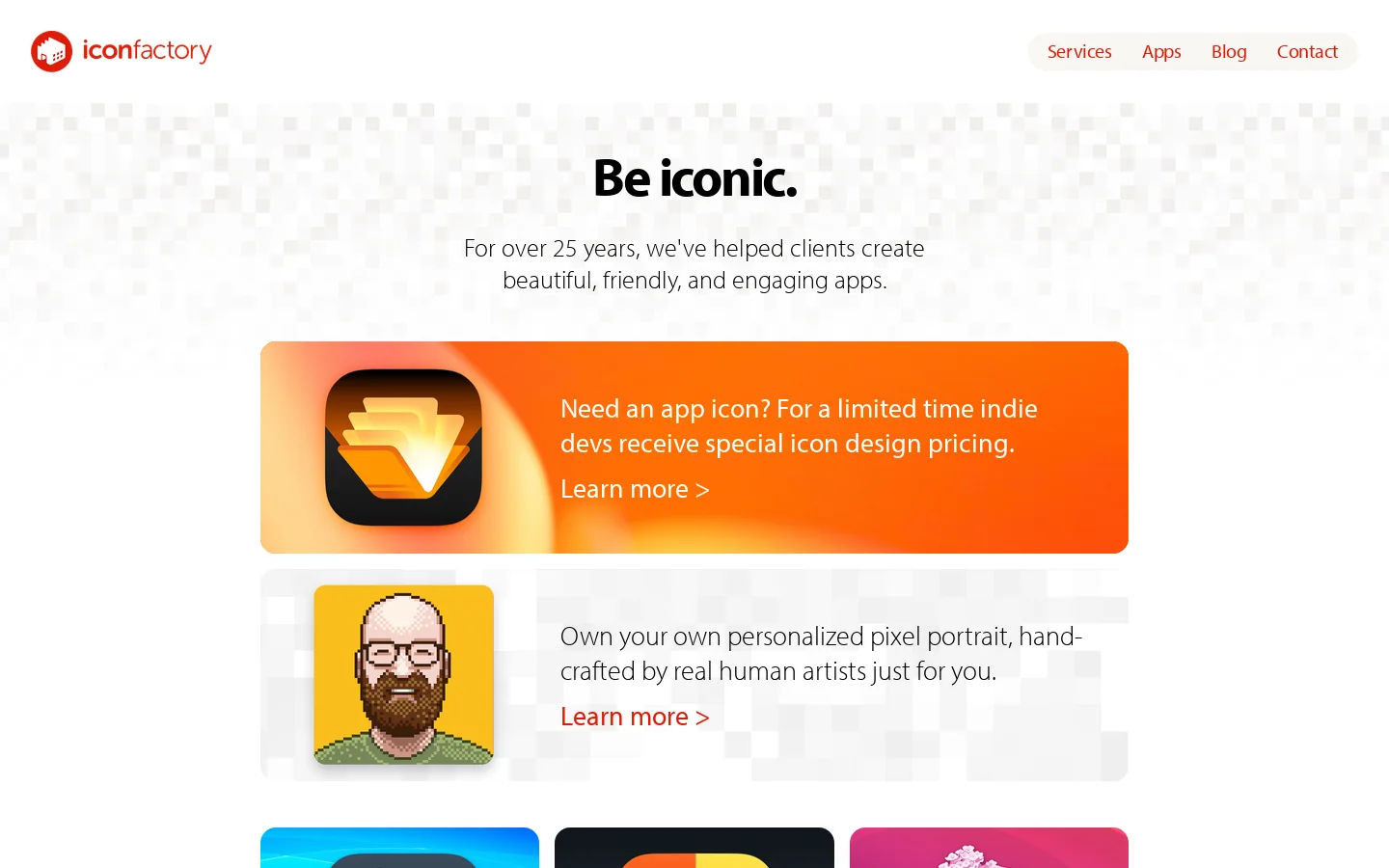 The Iconfactory: Award-Winning App Design and Development Homepage screenshot