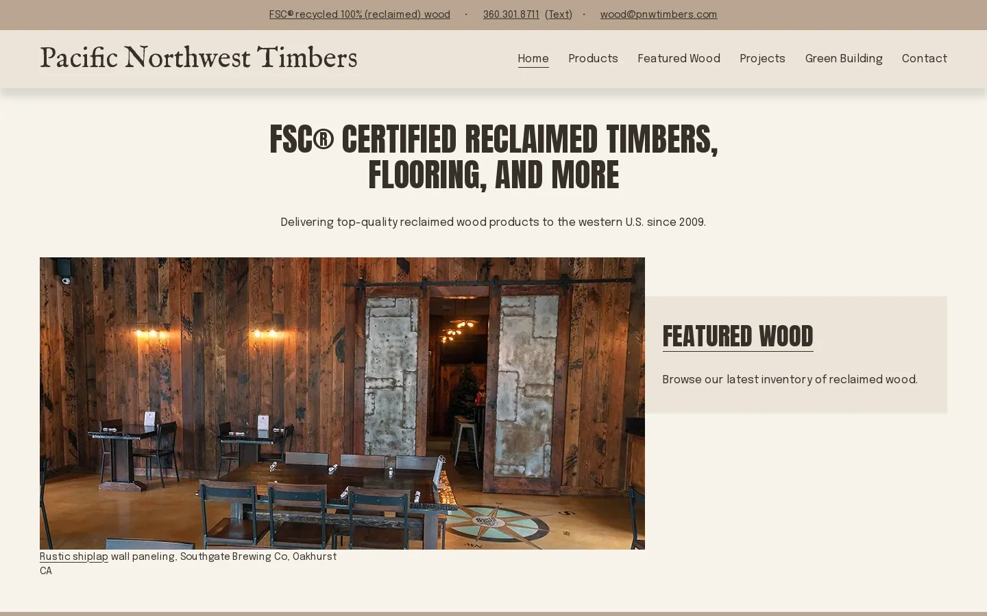 Pacific Northwest Timbers Homepage screenshot
