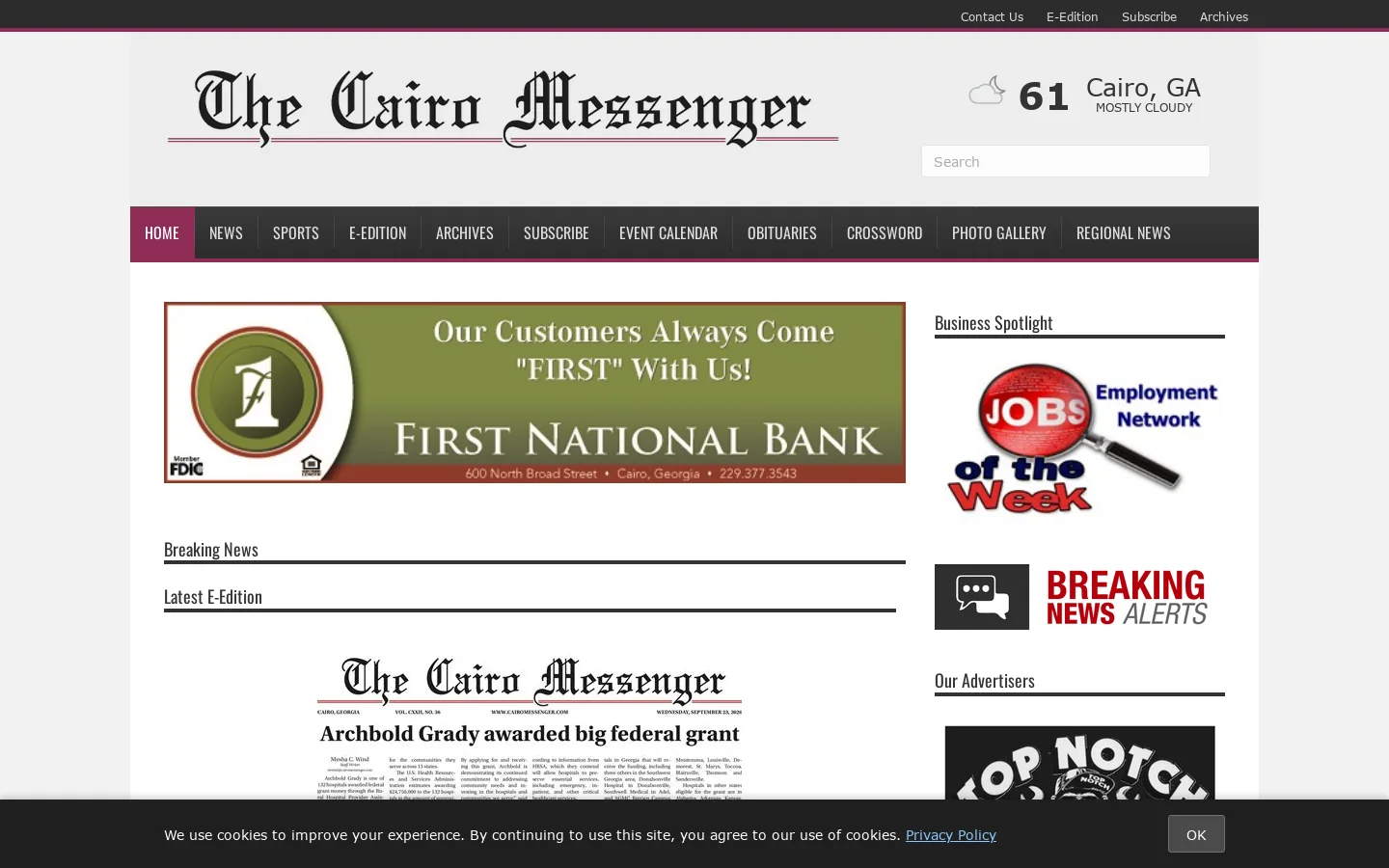 The Cairo Messenger – Published Weekly, Since 1904 Homepage screenshot