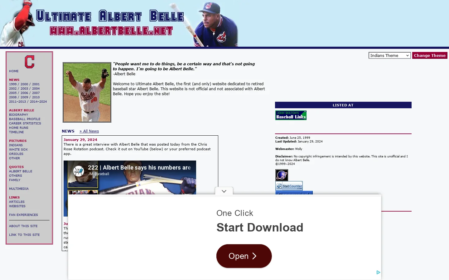 Ultimate Albert Belle -- The #1 Albert Belle Source On The Web Homepage screenshot