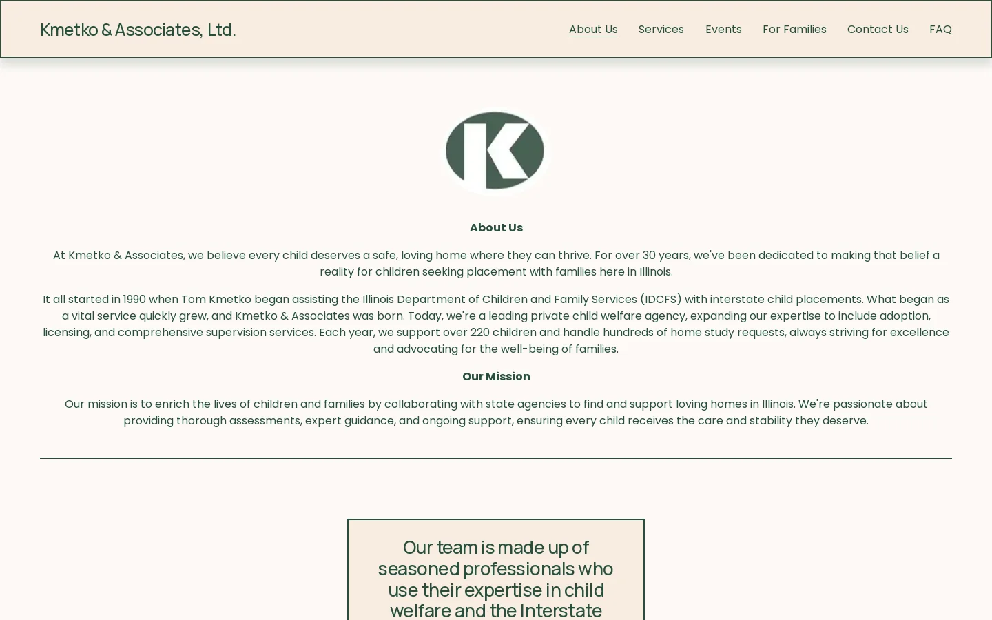 Kmetko & Associates, Ltd Homepage screenshot