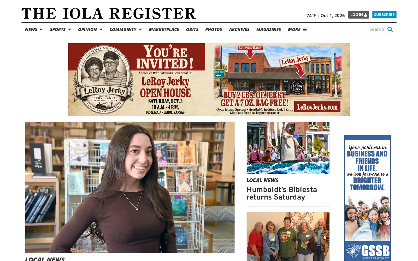 The Iola Register - Local news, sports, photos and more from Allen County, Kansas - The Iola Register Homepage screenshot