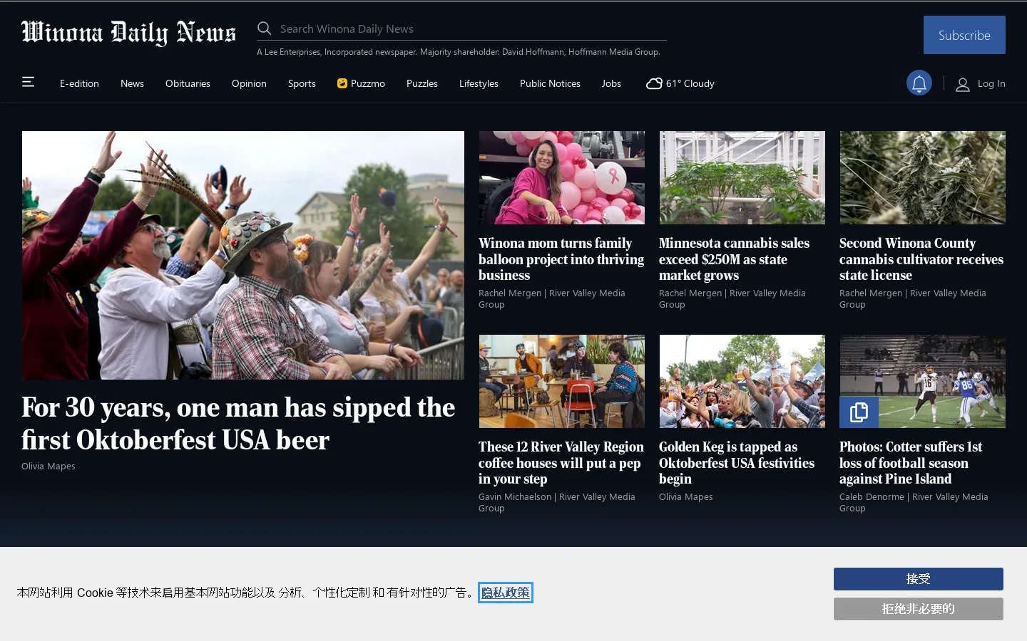 Winona Daily News Homepage screenshot