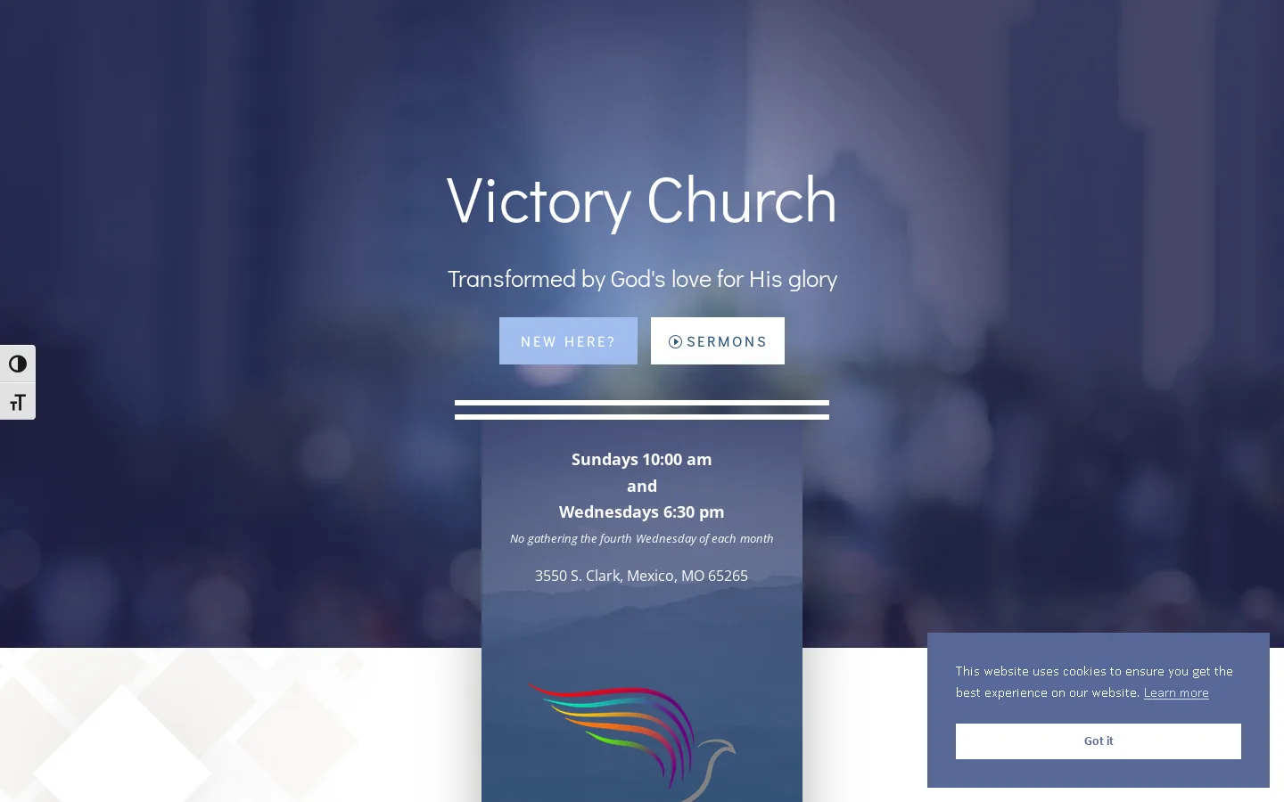Victory Christian Fellowship Church | Transformed by God's love for His Glory Homepage screenshot