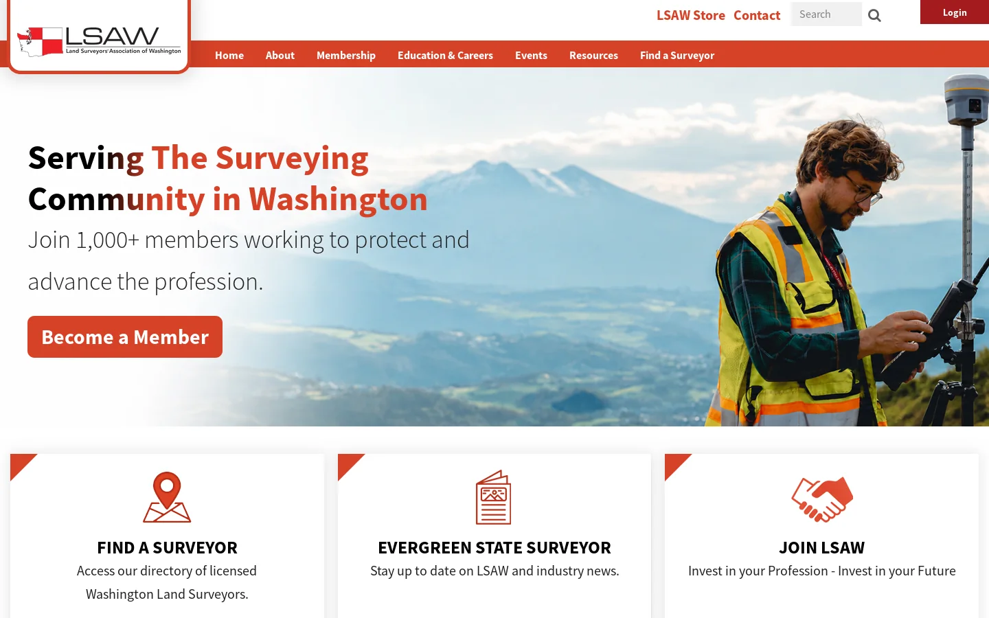 Land Surveyors Association of Washington - Home Homepage screenshot