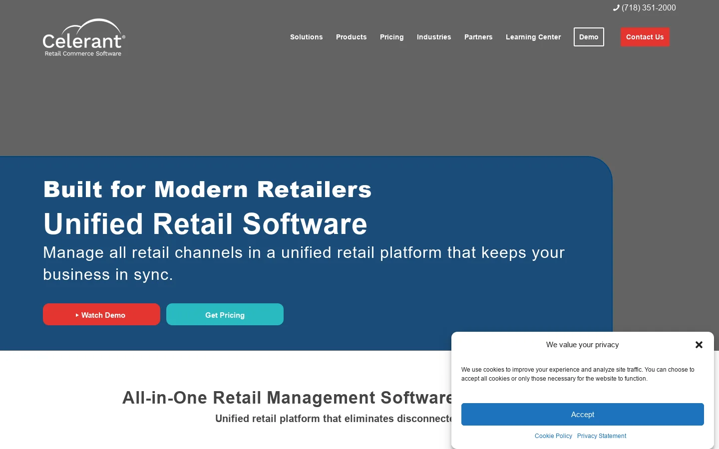 Celerant Homepage screenshot