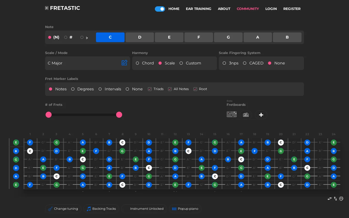 Fretastic Homepage screenshot