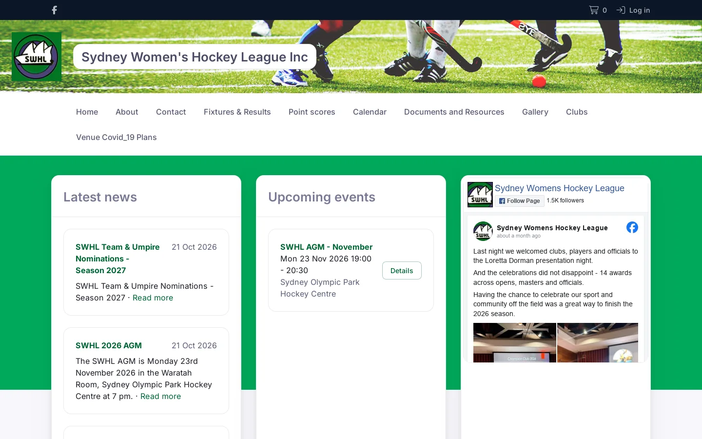 Home - Sydney Women's Hockey League Inc Homepage screenshot