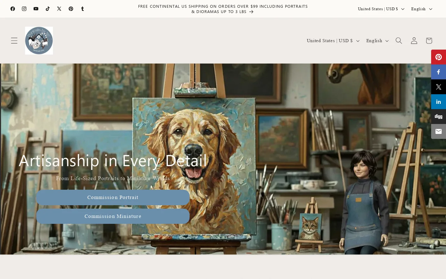 Portraits and Miniatures by NC Homepage screenshot