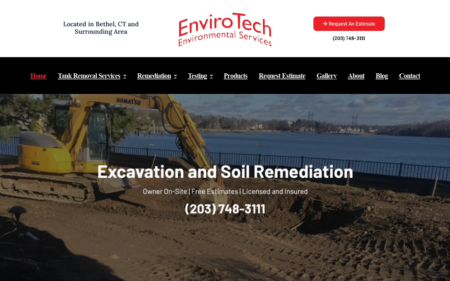 Envirotech | Oil Tank Removal And Environmental Cleanup Homepage screenshot