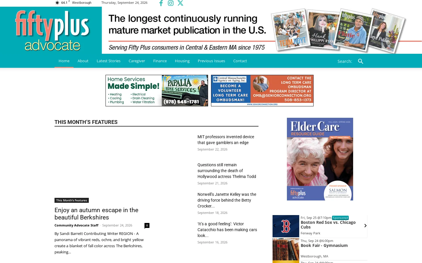 News, Events & Resources for MA Seniors Homepage screenshot