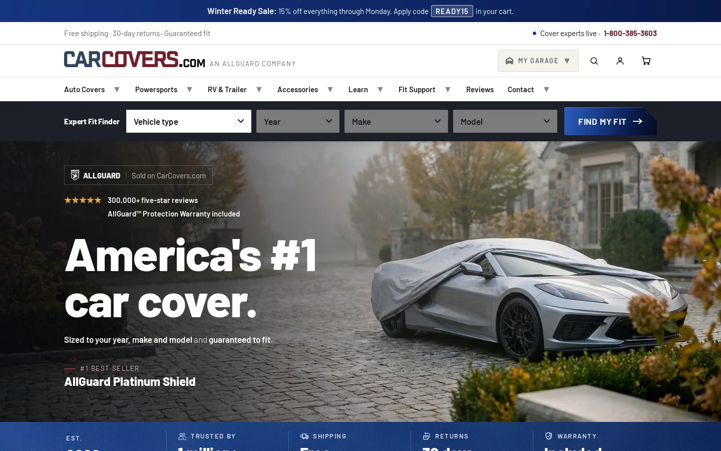 CarCovers.com Homepage screenshot