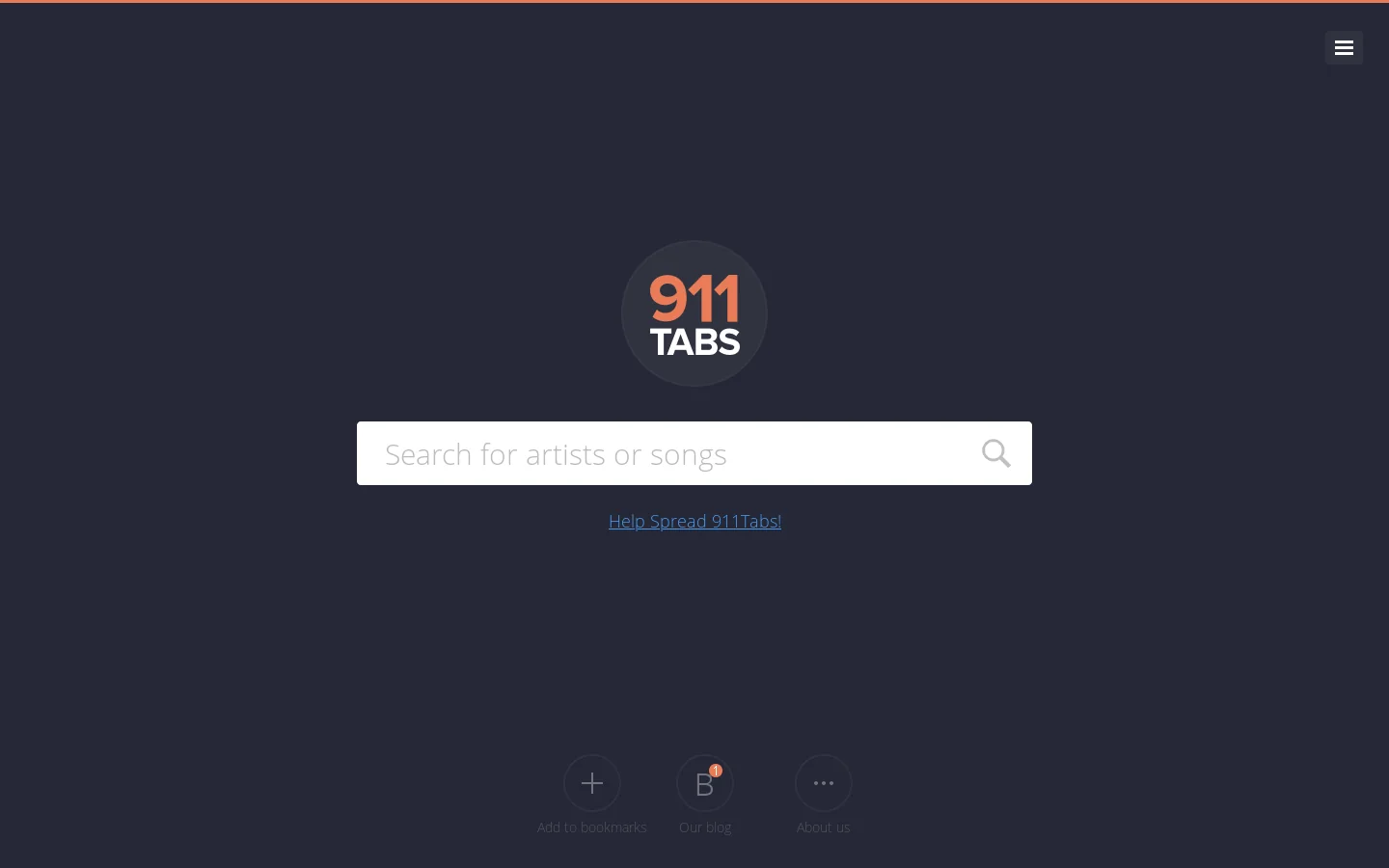 911Tabs Homepage screenshot