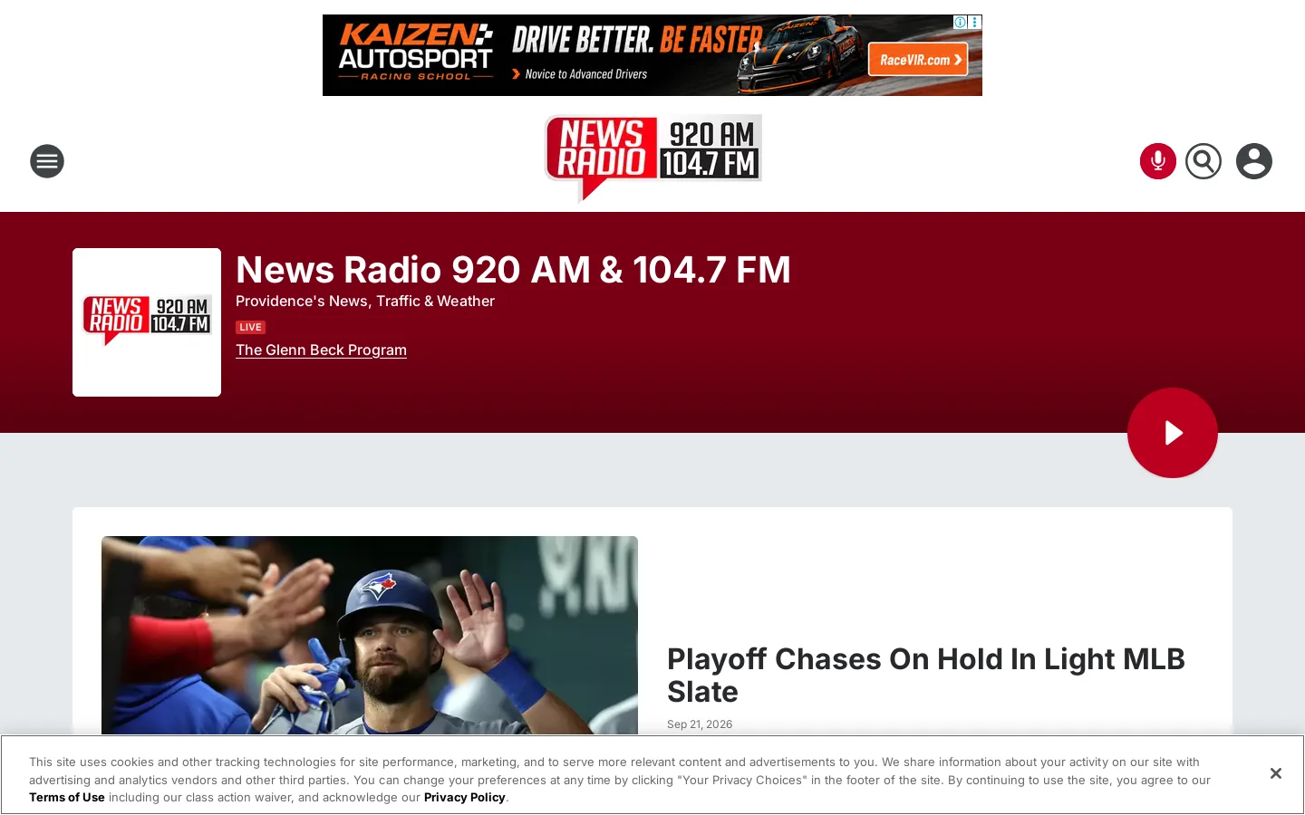News Radio 920 AM & 104.7 FM - Providence's News, Traffic & Weather Homepage screenshot