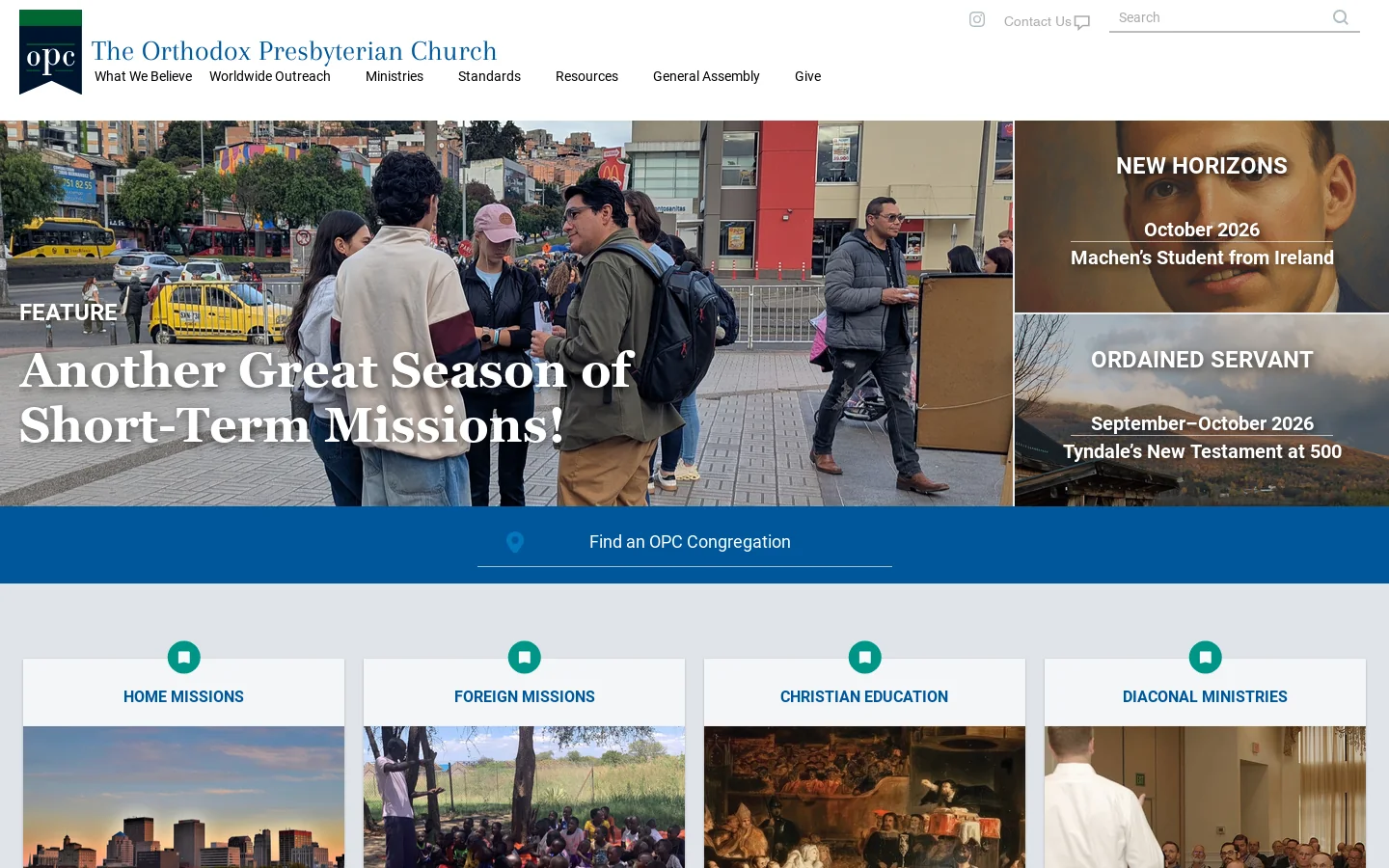 The Orthodox Presbyterian Church Homepage screenshot