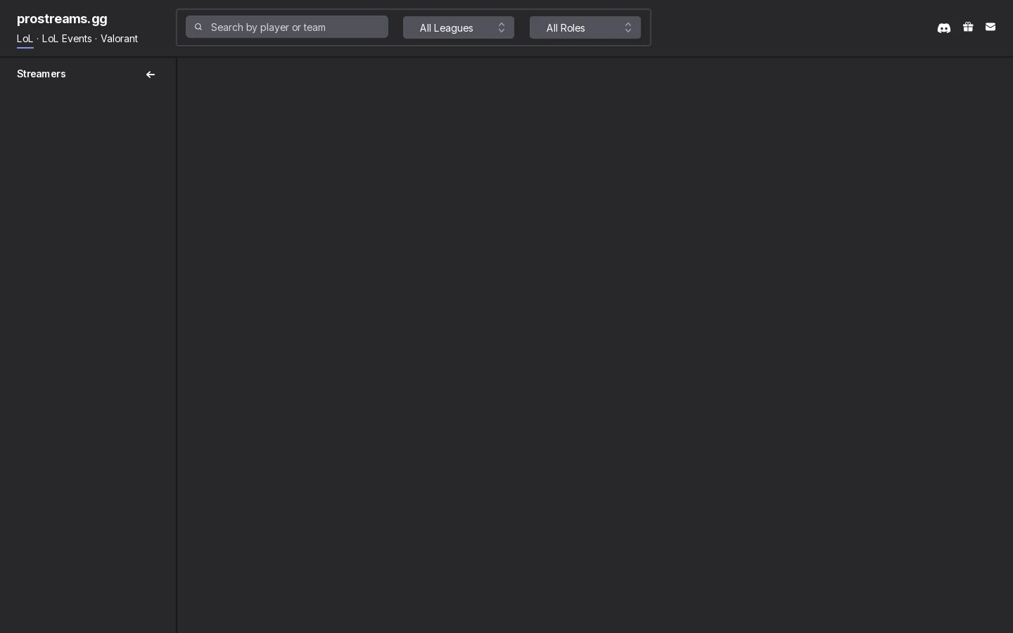 Pro Streams and VODs Homepage screenshot