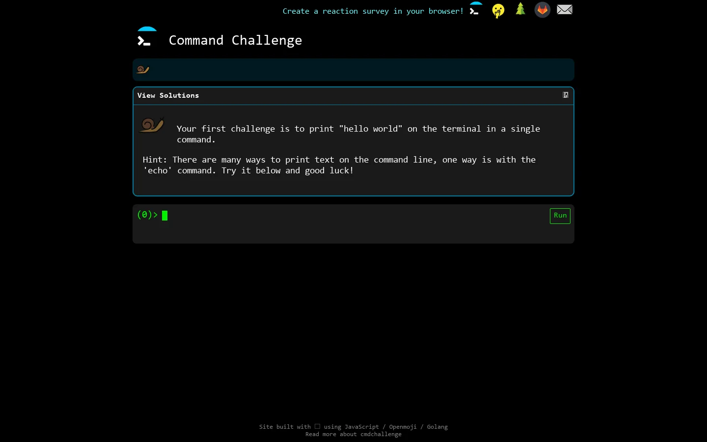 Command Challenge cmdchallenge.com Command Challenge is a system utility for Windows, hardware checks, cleanup, process control, or desktop customization. ↗ Homepage screenshot
