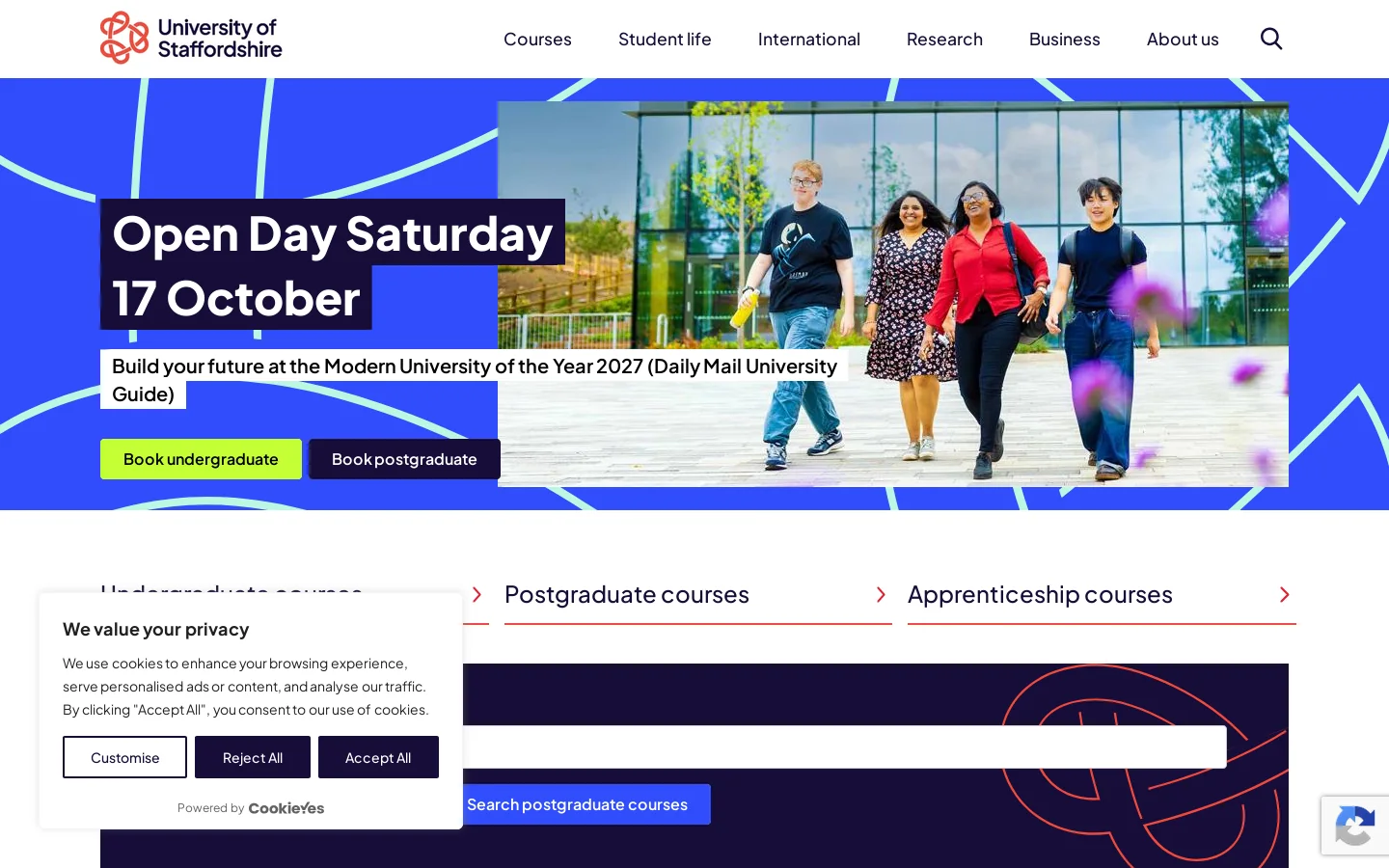 Home - University of Staffordshire Homepage screenshot