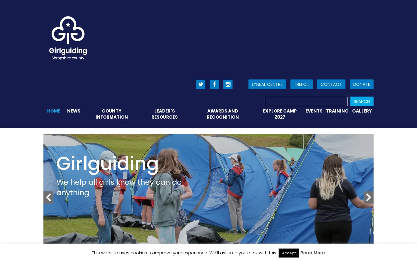 Girlguiding Shropshire Homepage screenshot