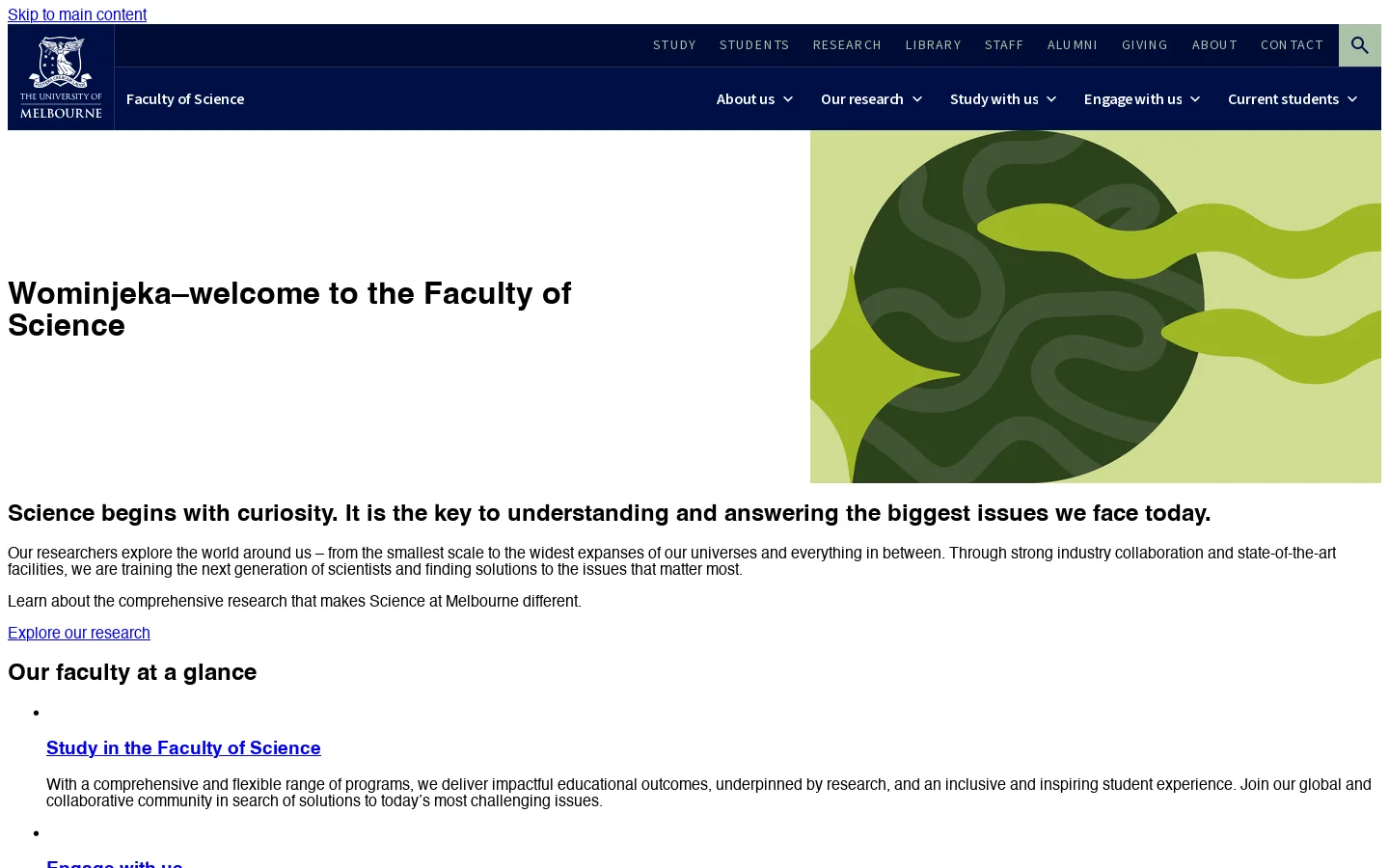 Faculty of Science - University of Melbourne Homepage screenshot