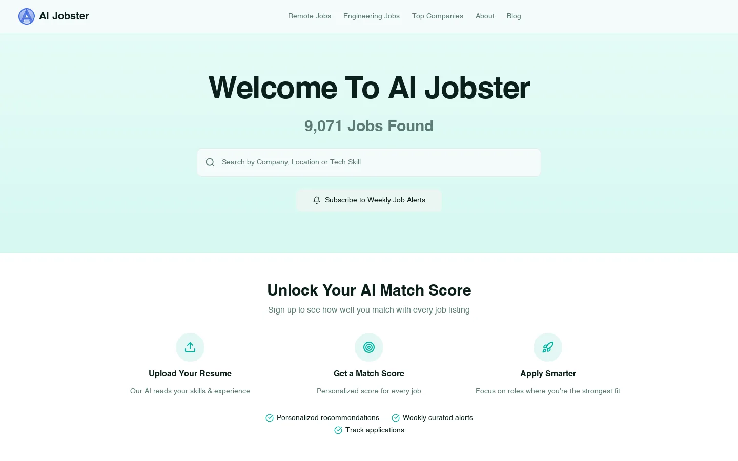 AI Jobster Homepage screenshot