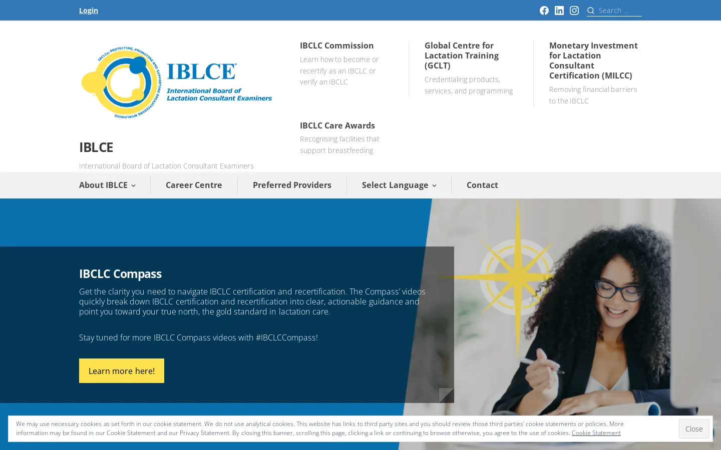 IBLCE Homepage screenshot