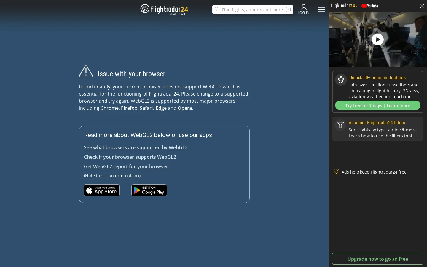 Flightradar24 Homepage screenshot