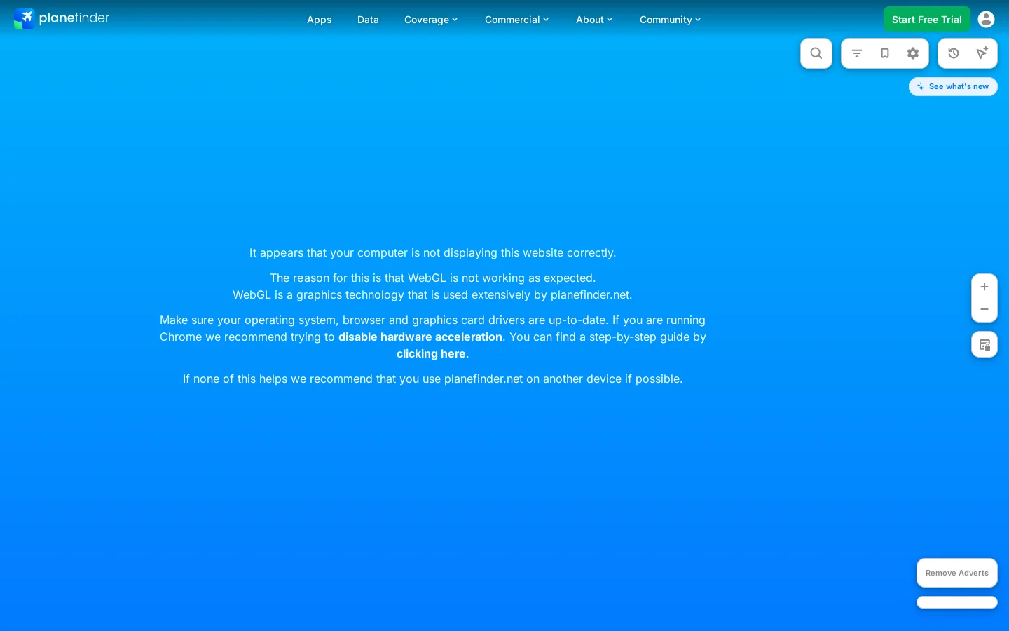 Plane Finder Homepage screenshot