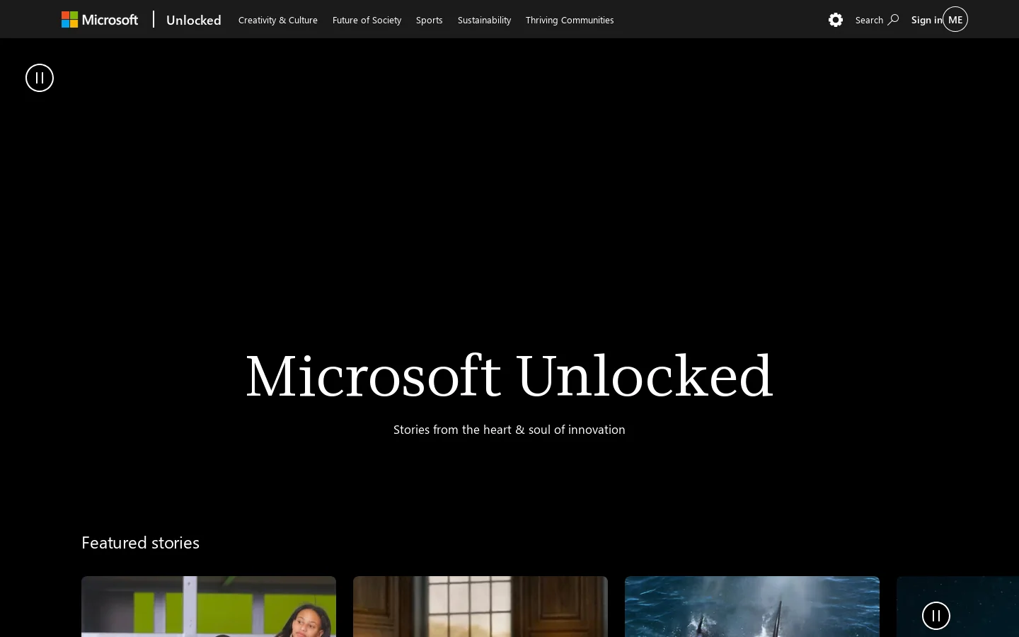 Microsoft Unlocked - Stories from the heart & soul of innovation Homepage screenshot