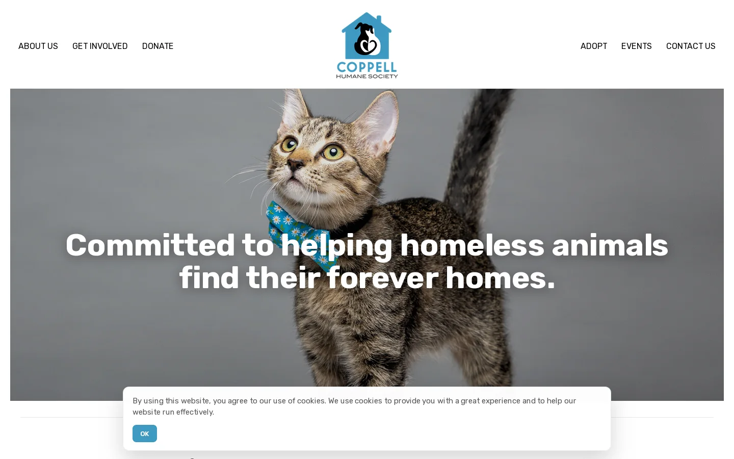 Coppell Humane Society Homepage screenshot