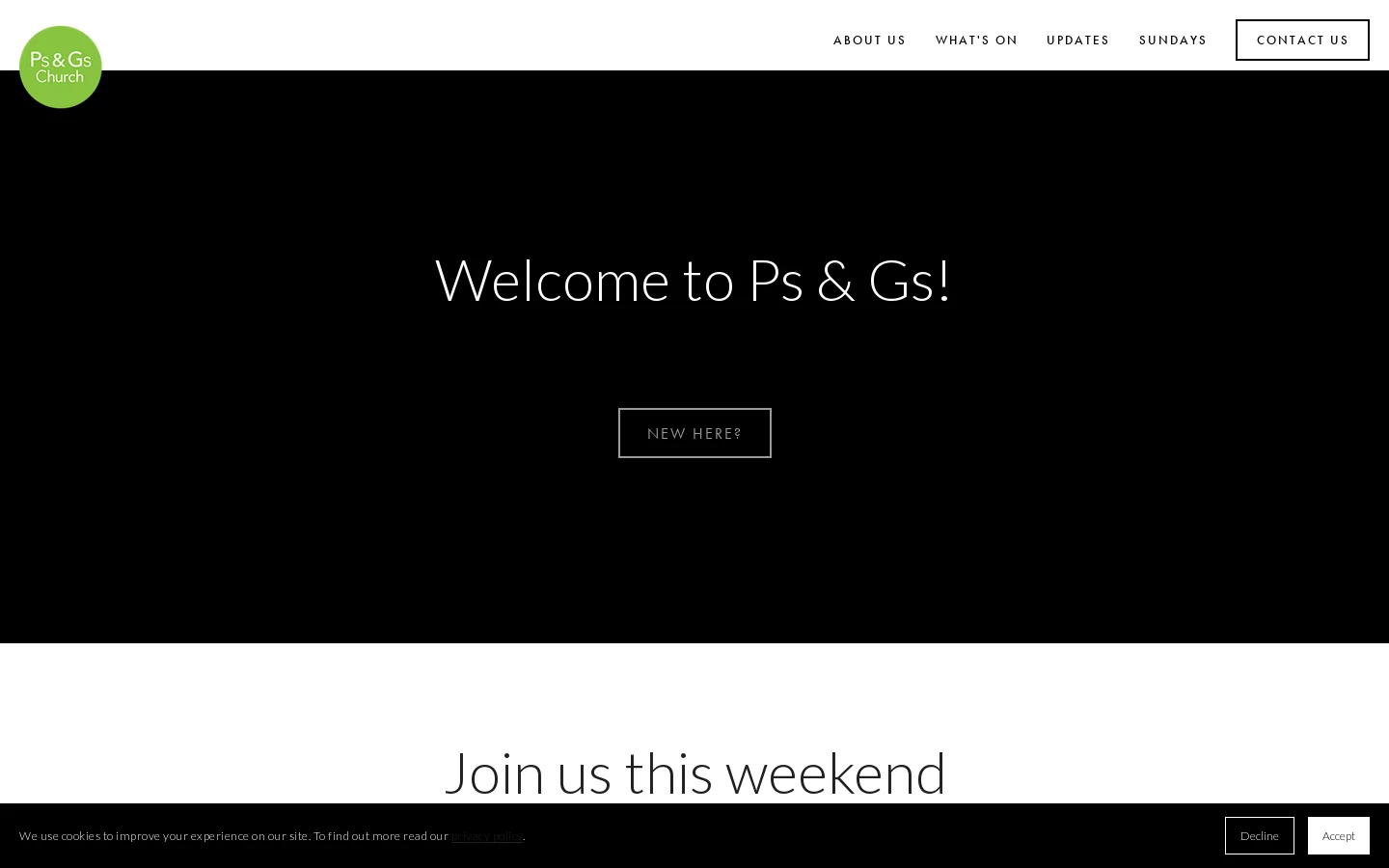 Ps & Gs Church Homepage screenshot
