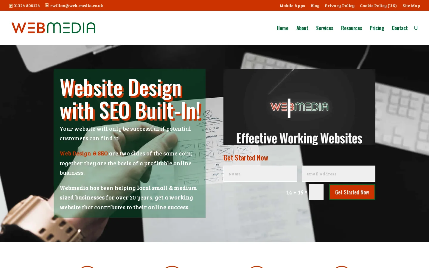 Website design & SEO in Falkirk - Call Webmedia 01324 808124 Homepage screenshot