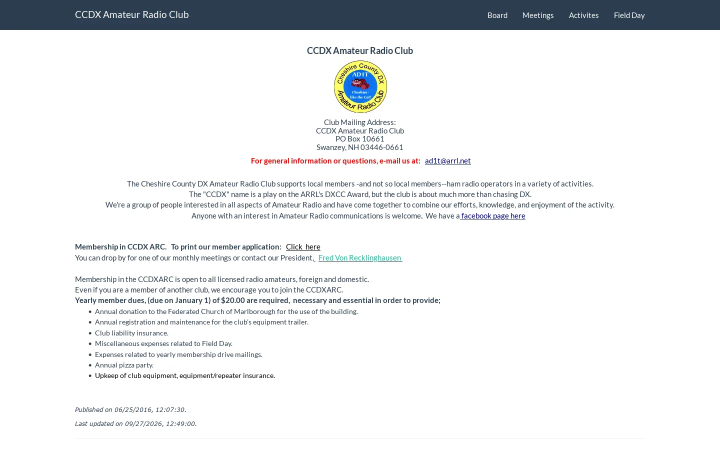 CCDX Amateur Radio Club - CCDX Amateur Radio Club Homepage screenshot