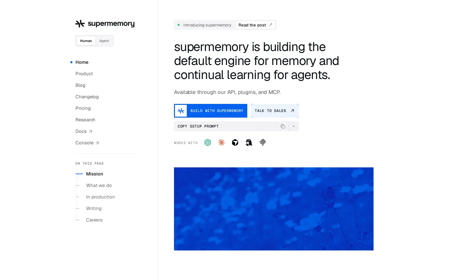 supermemory Homepage screenshot