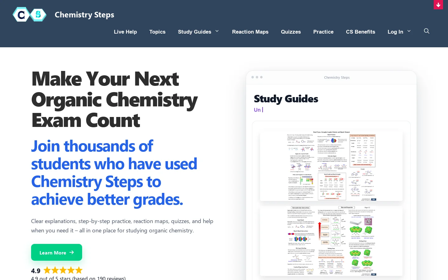Chemistry Steps Homepage screenshot