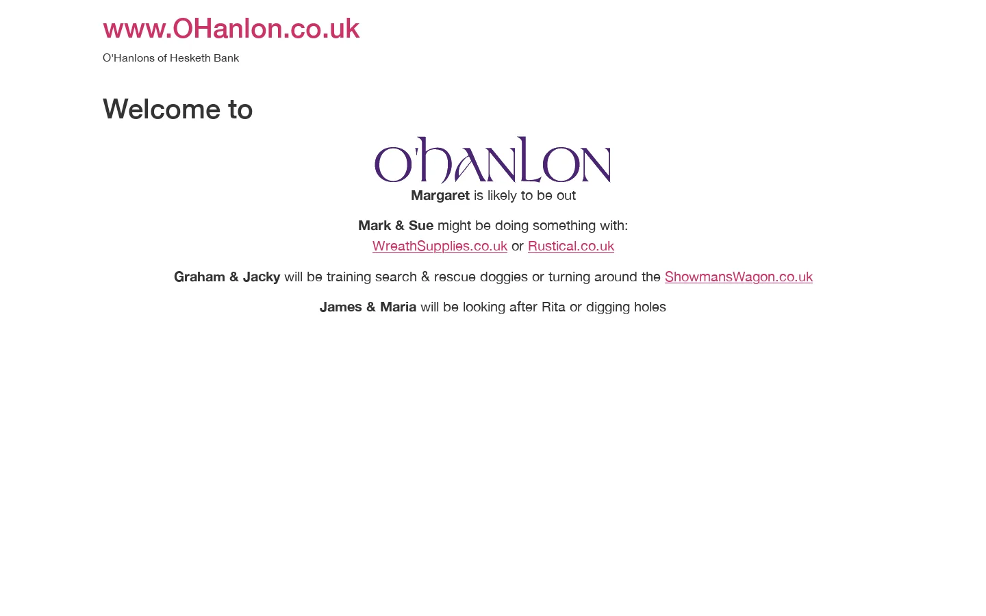 O'Hanlons of Hesketh Bank Homepage screenshot
