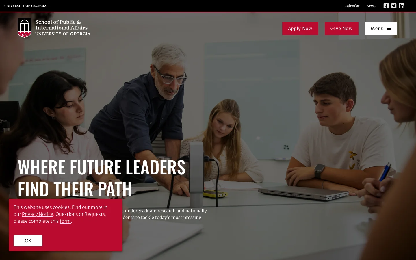 School of Public and International Affairs - University of Georgia Homepage screenshot