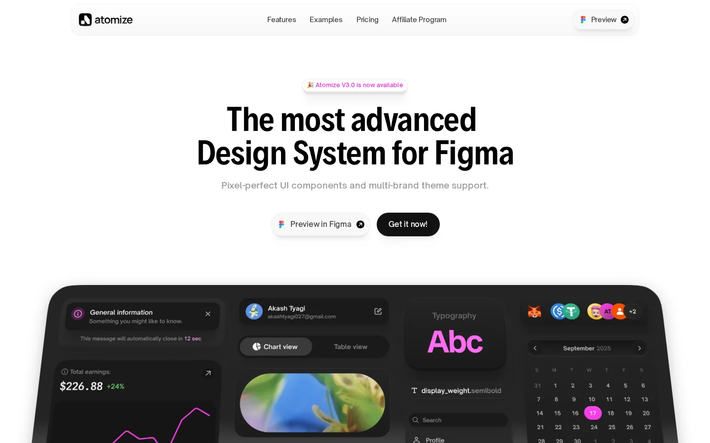 Atomize Design System Homepage screenshot