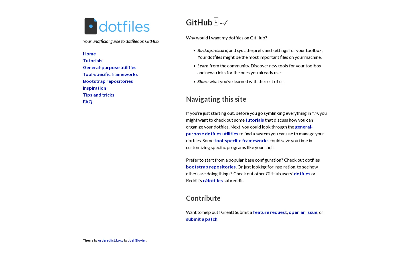 dotfiles.github.io Homepage screenshot