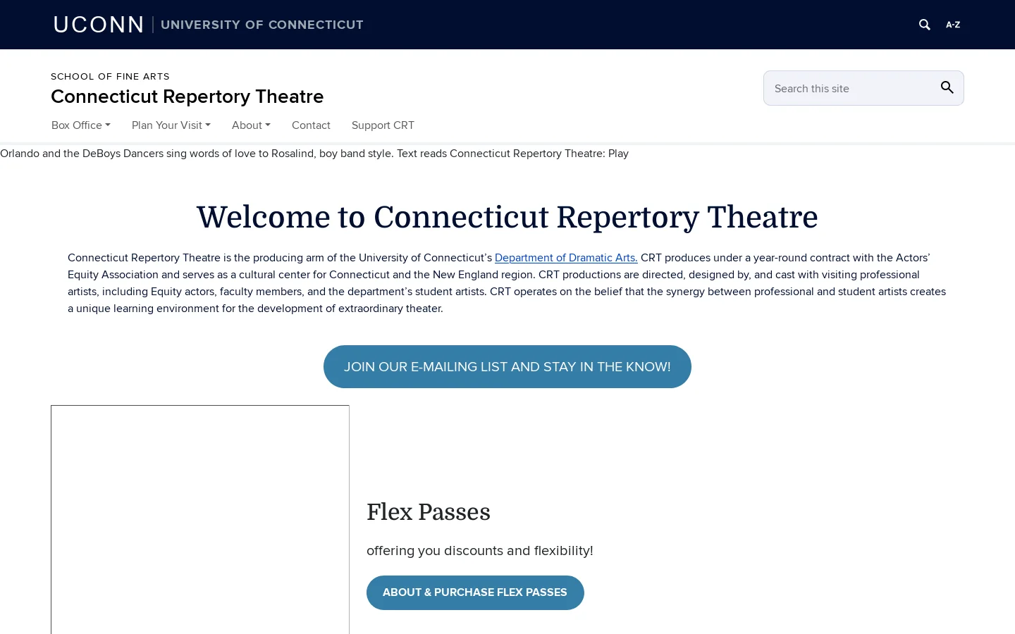 Connecticut Repertory Theatre Homepage screenshot