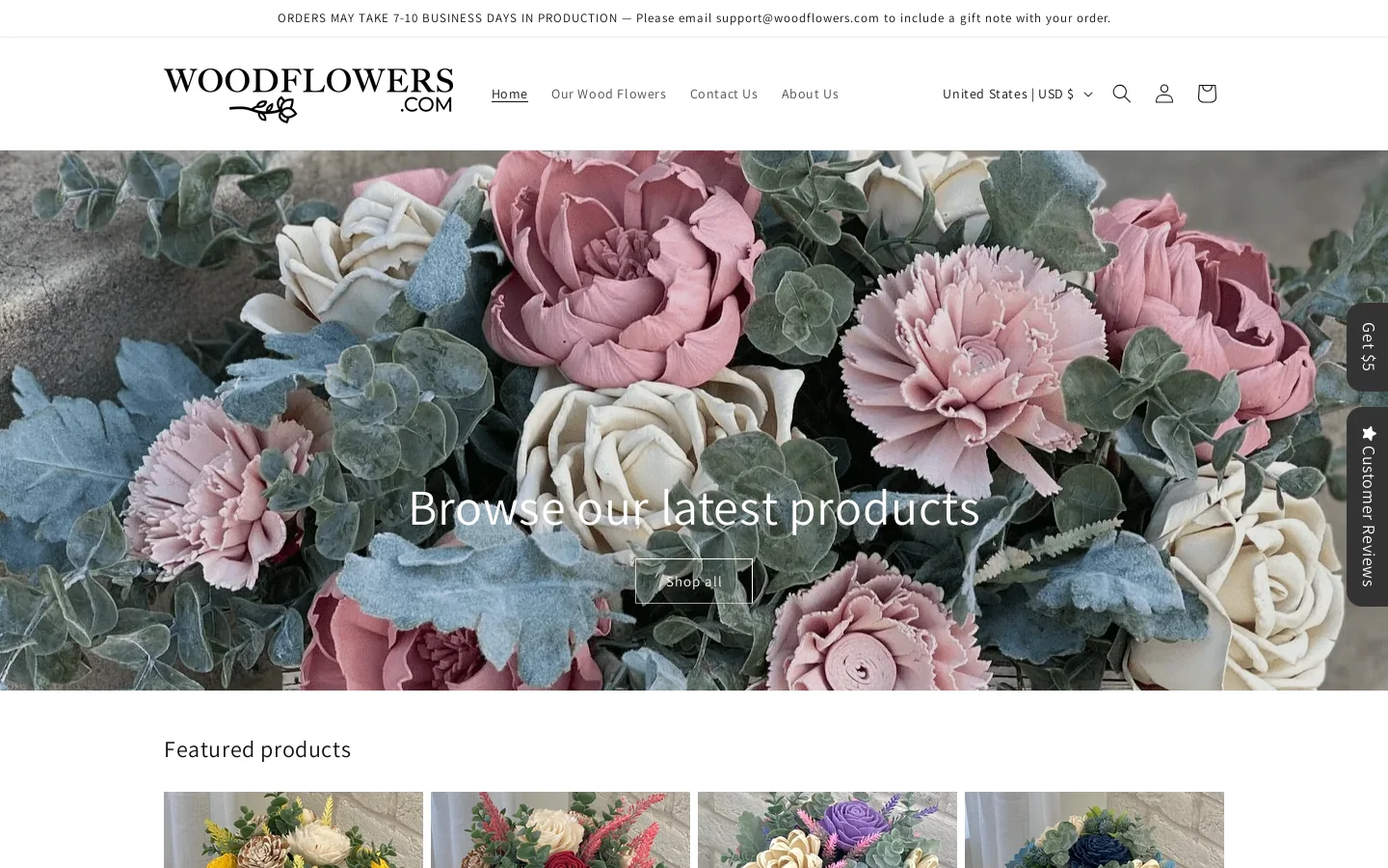 Wood Flowers By WoodFlowers.com Homepage screenshot