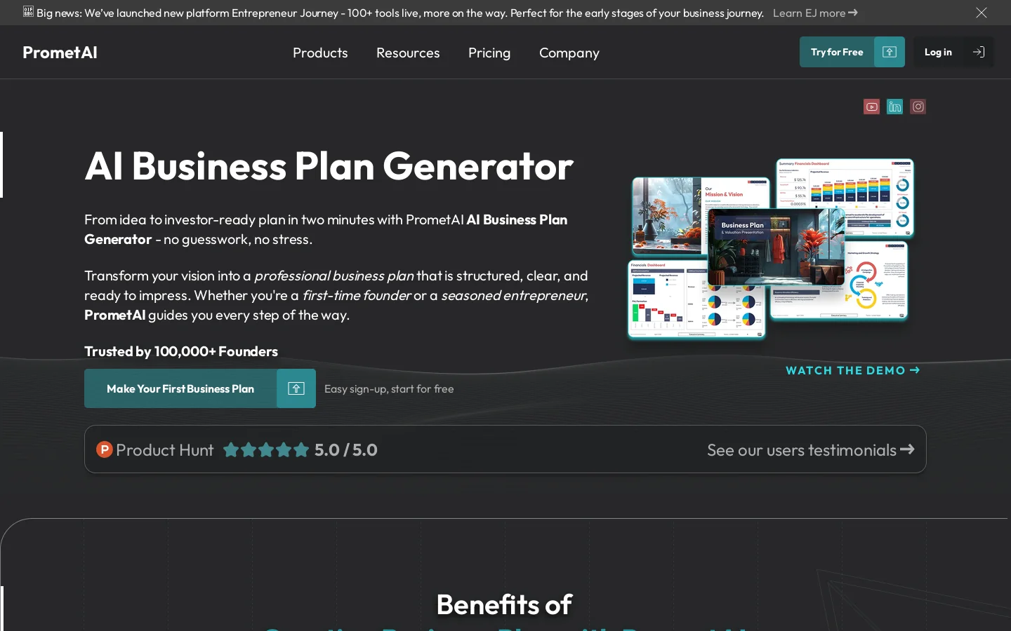 PrometAI Homepage screenshot
