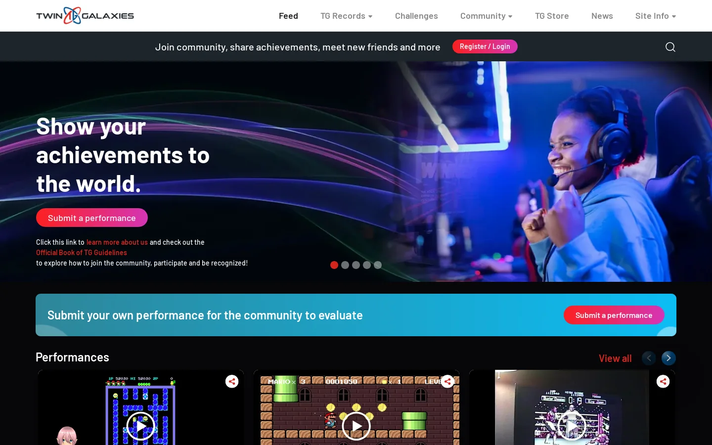 Twin Galaxies Homepage screenshot