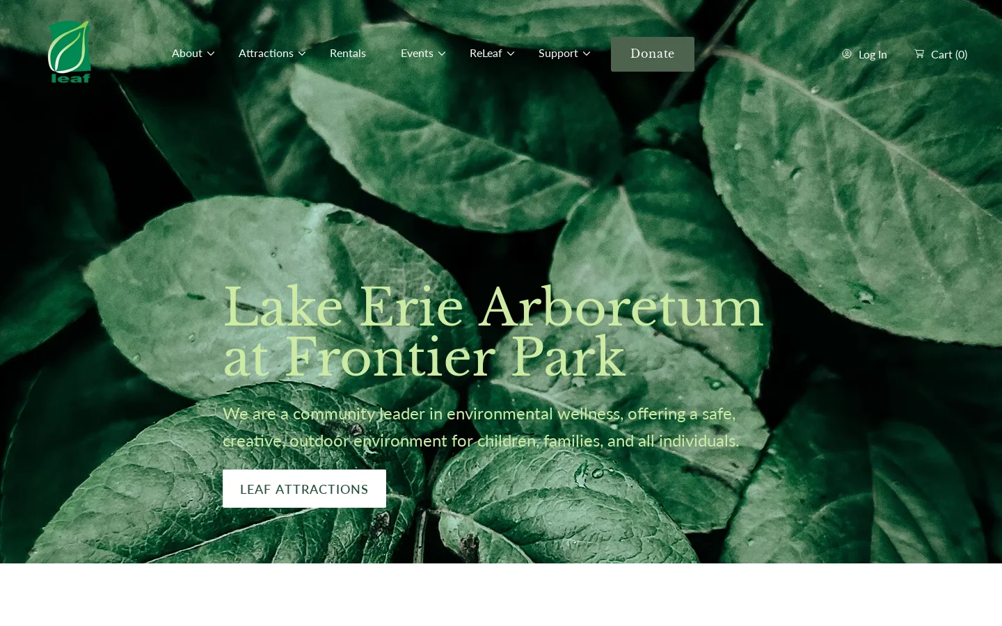 Leaf Erie Homepage screenshot