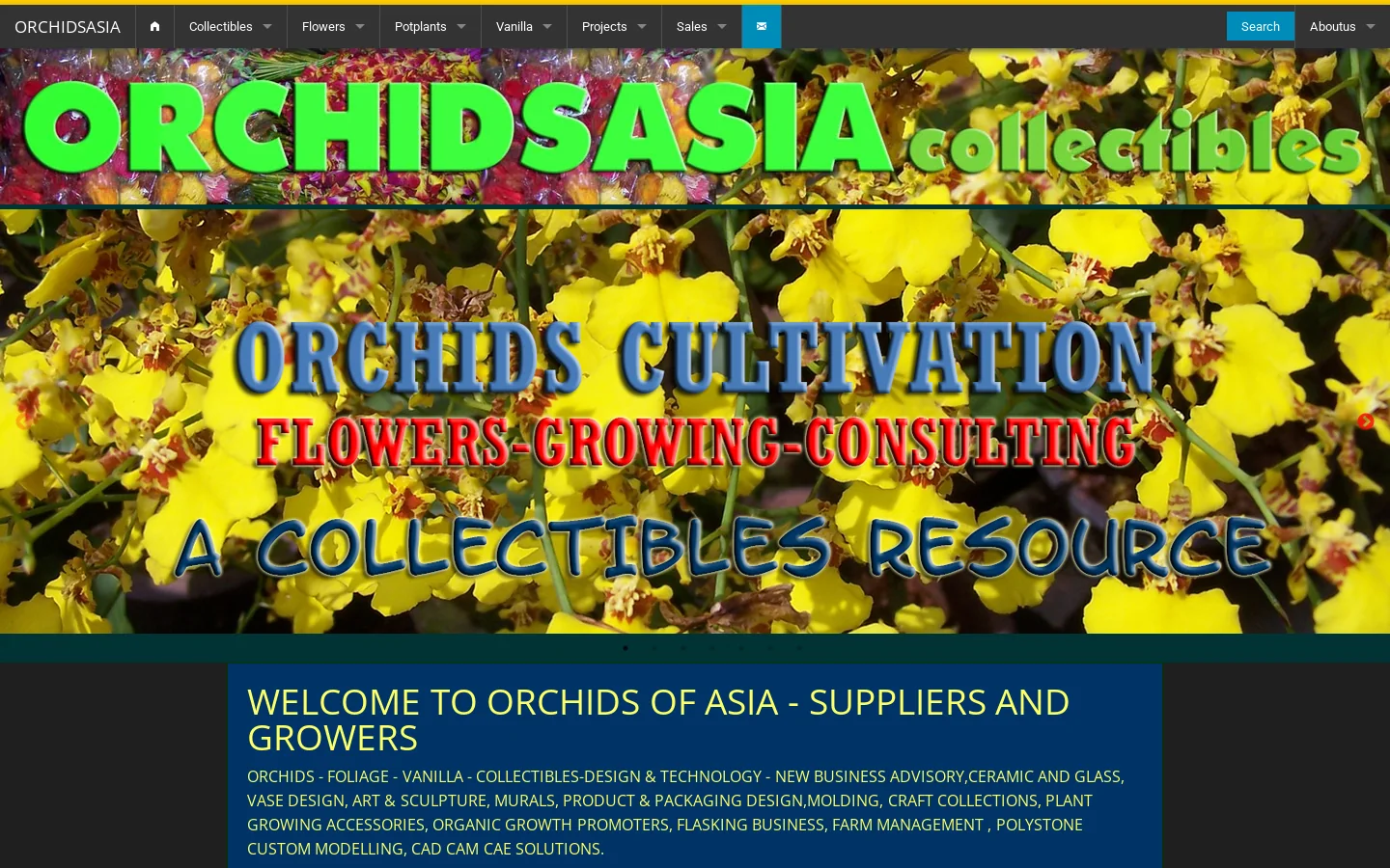 ORCHIDS ASIA -FLOWERS PLANTS VANILLA COLLECTIONS Homepage screenshot