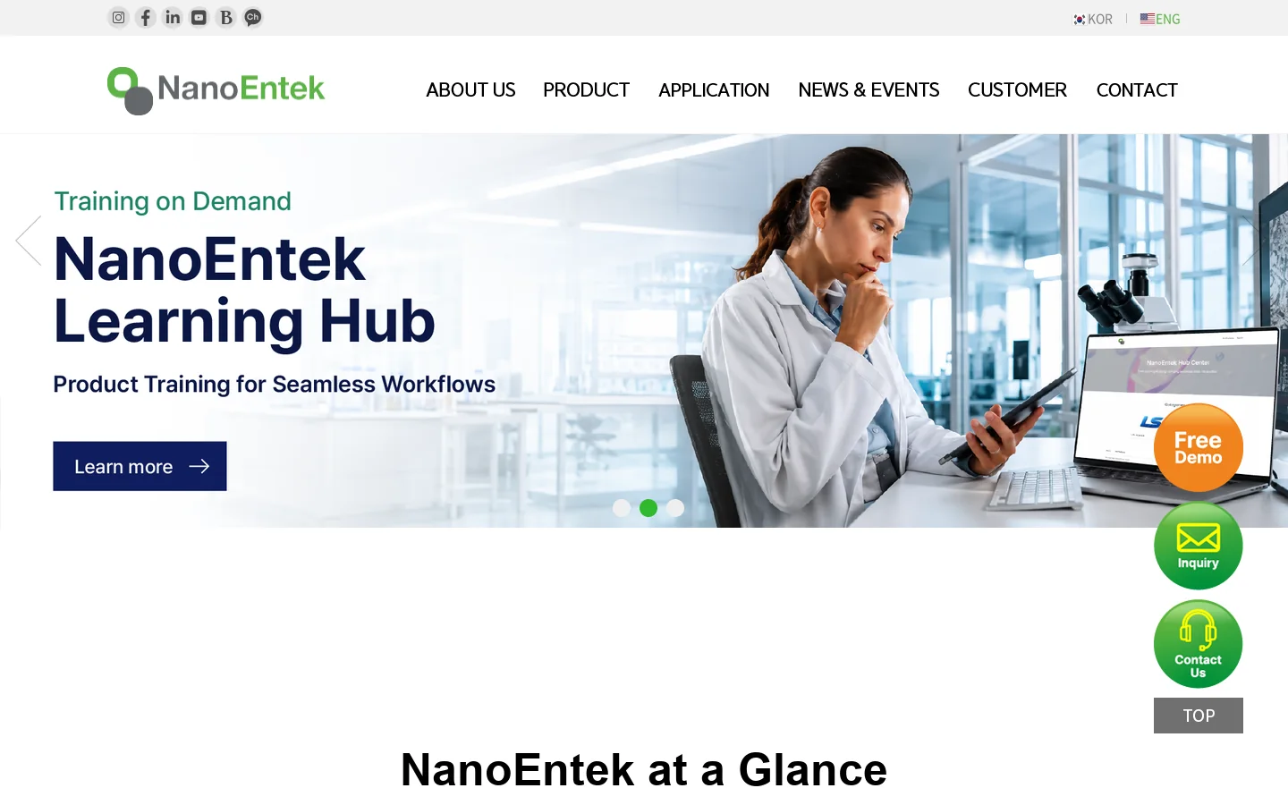 NanoEntek Homepage screenshot