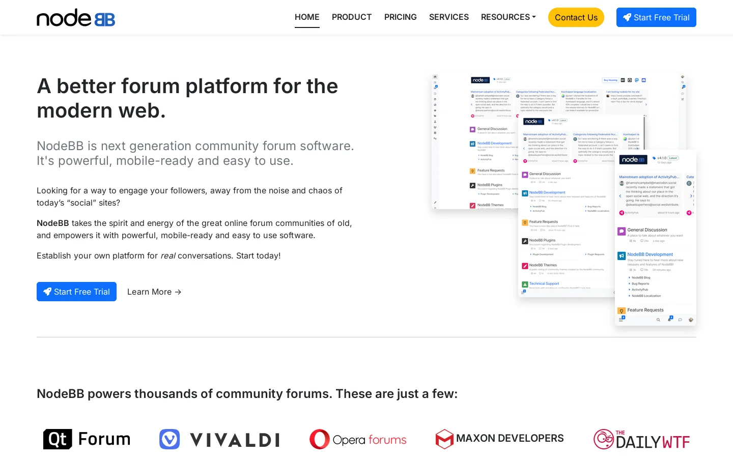 NodeBB Homepage screenshot