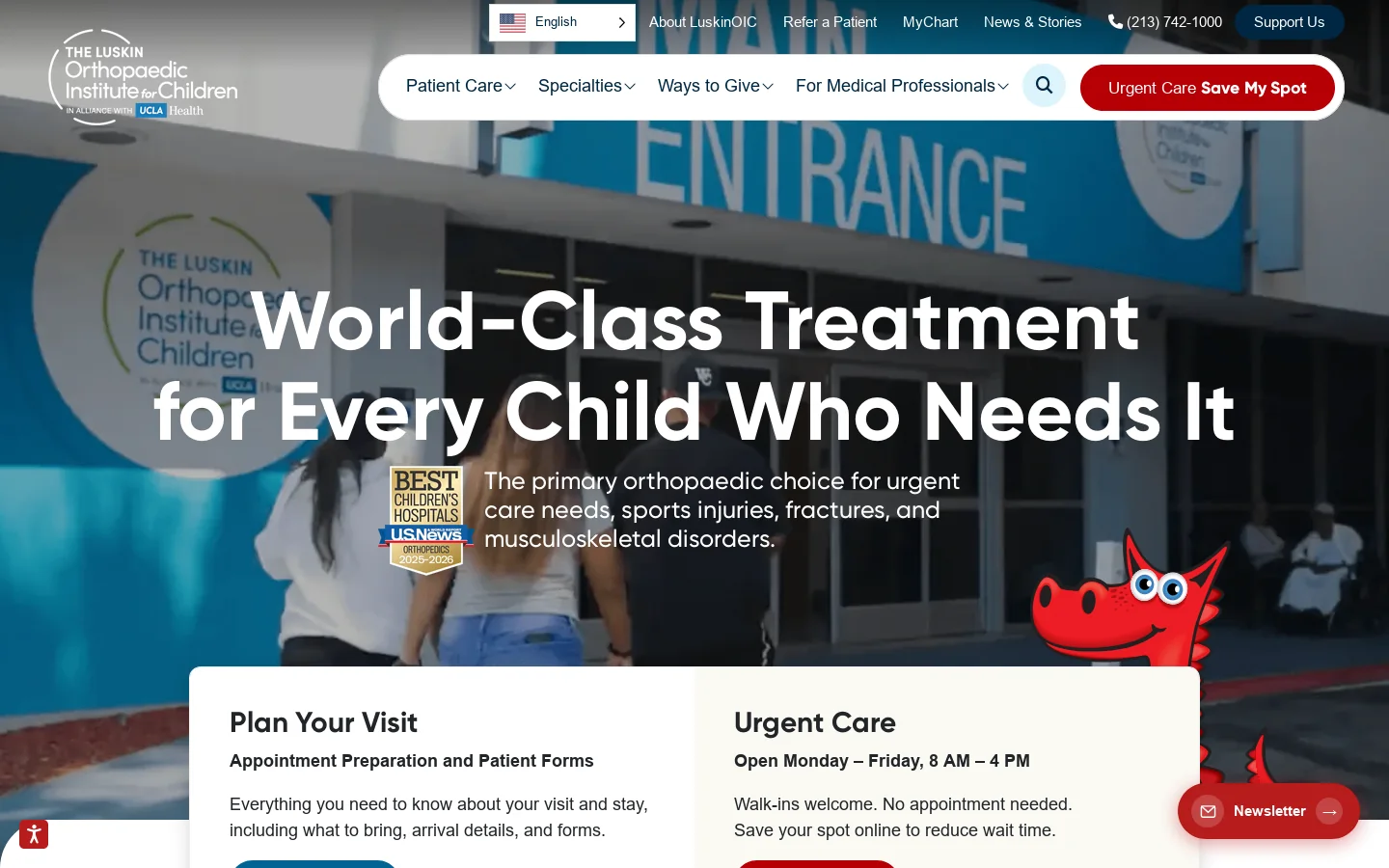 Luskin Orthopaedic Institute for Children - Los Angeles Homepage screenshot