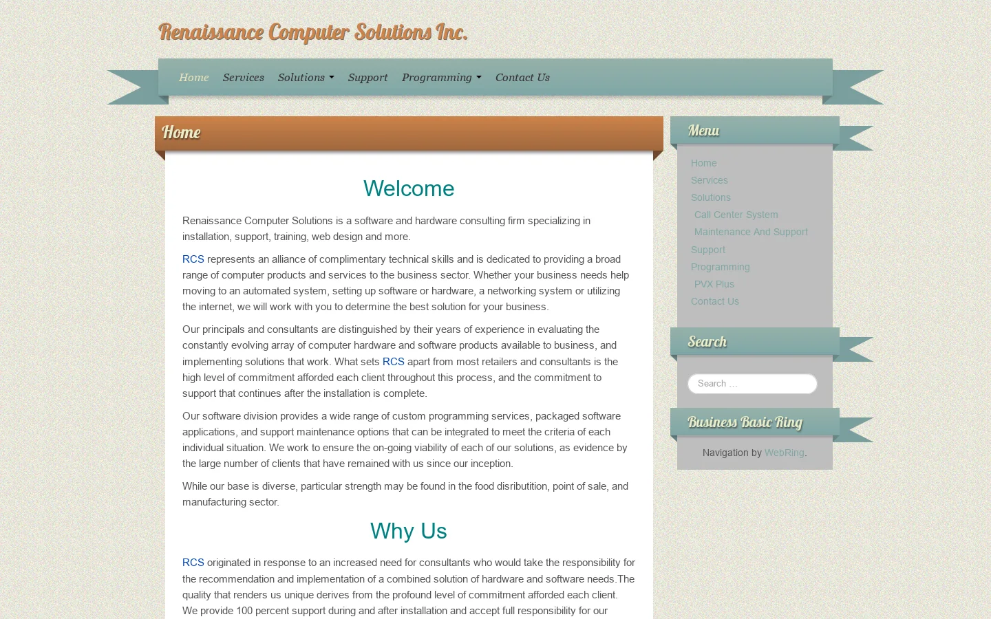 Renaissance Computer Solutions Inc. Homepage screenshot